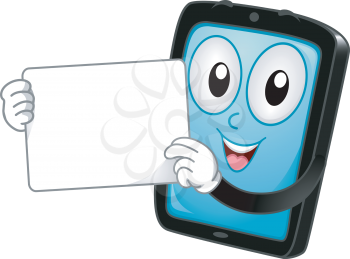 Mascot Illustration of a Tablet while showing a white board