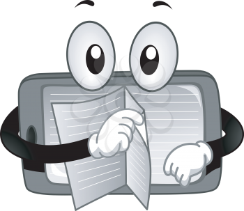 Mascot Illustration of a Tablet while turning each pages of the book