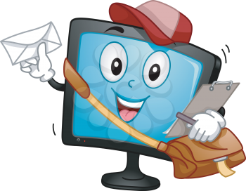 Mascot Illustration of a Monitor carrying a mail