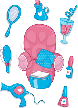 Illustration of Spa Elements in Pink and Blue