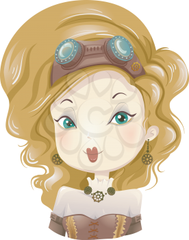 Illustration of a Girl Wearing a Steampunk Costume