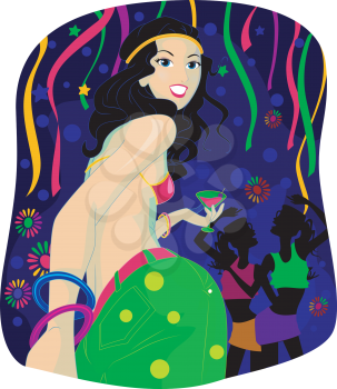 Illustration of a Girl in a Glow in the Dark Party