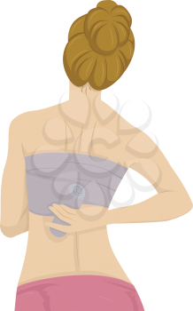 Back View Illustration of a Girl Binding Her Breasts