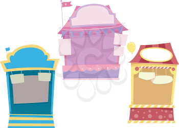 Illustration Featuring Colorful Booths at a Festival