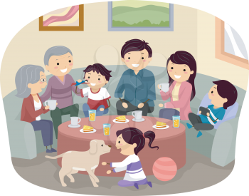 Stickman Illustration of a Complete Family Gathering