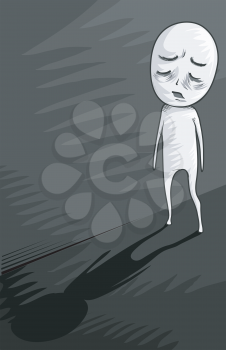 Illustration of a Depressed Man Walking Down a Dark Alley