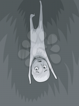 Illustration of a Man Hanging Upside Down
