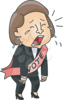 Illustration of a Female Candidate Crying After Losing