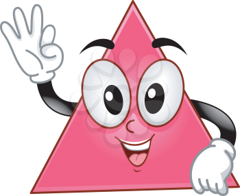 Mascot Illustration of a Triangle Showing Three Fingers