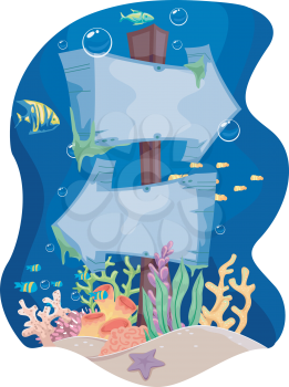 Illustration Featuring Underwater Signage