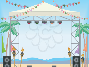 Frame Illustration of a Beach Decorated for an Event