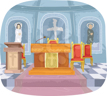 Illustration Featuring the Interior of a Church