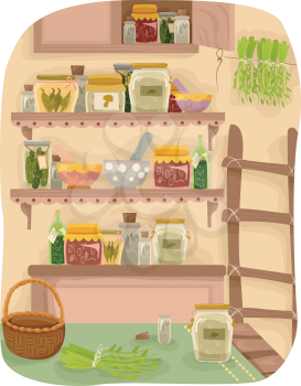 Illustration Featuring a Room Full of Herbs