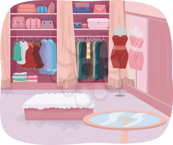 Illustration Featuring the Interior of a Closet