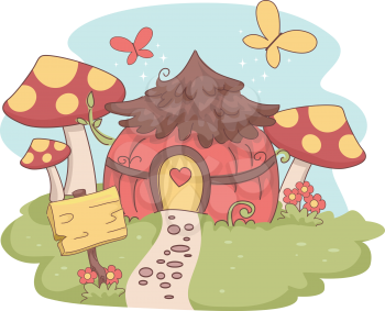 Whimsical Illustration of a Fairy House