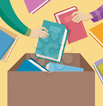 Illustration of People Donating Used Books