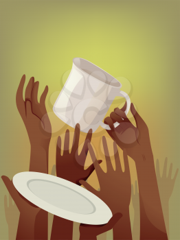 Illustration of Starving People Asking for Food