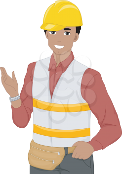 Illustration of a Construction Worker Doing a Hand Gesture