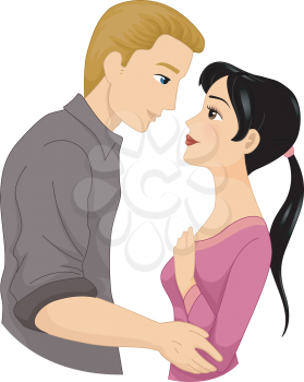 Illustration of a Couple Staring Lovingly at Each Other
