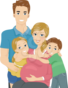 Illustration of a Happy Family Expecting Another Child