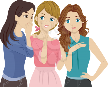 Illustration of Teenage Girls Gossiping