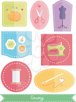 Flat Illustration Featuring Sewing Elements