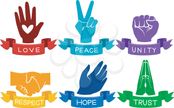 Illustration of Colorful Hands Representing Different Values