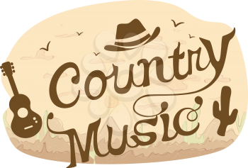 Typography Illustration Featuring the Words Country Music