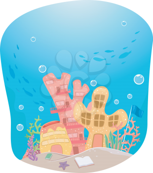 Illustration of an Underwater Ocean School Building