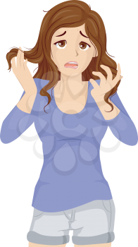 Illustration of a Teenage Girl Holding Her Hair and Looking Up Feeling Overwhelmed