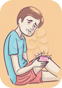 Illustration of a Man Holding His Sore Knee Due to Joint Pain