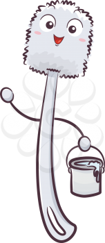Illustration of a Toilet Brush Mascot Holding a Pail of Water