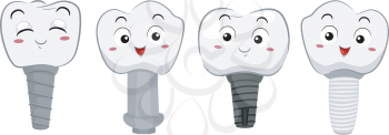 Illustration of Different Tooth Implant Mascots