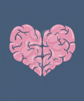 Illustration of a Brain Shaped as a Heart