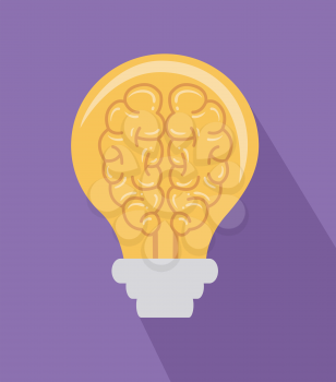Illustration of a Light Bulb with Brain Inside
