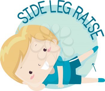 Illustration of a Kid Boy Exercising and Showing How to do Leg Raise