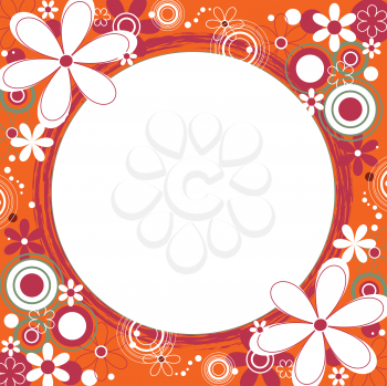 Royalty Free Clipart Image of a Flower Frame With a Circle in the Centre