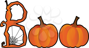 Royalty Free Clipart Image of Boo With Pumpkins