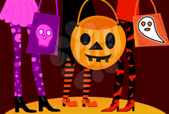 Royalty Free Clipart Image of the Legs of Trick or Treaters