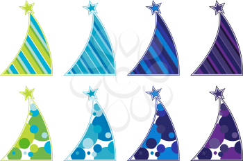Royalty Free Clipart Image of Party Hats in Various Colours and Styles