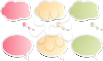 Royalty Free Clipart Image of Various Coloured Speech Bubbles