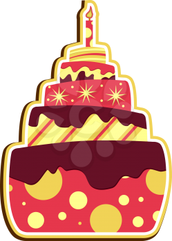 Royalty Free Clipart Image of a Layer Cake With a Candle