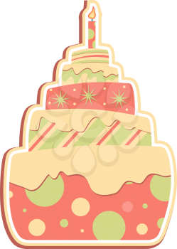 Royalty Free Clipart Image of a Cake With One Candle