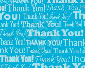Royalty Free Clipart Image of a Thank You Background in Blue
