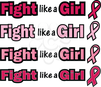 Royalty Free Clipart Image of Flight Like a Girl Text and Ribbons