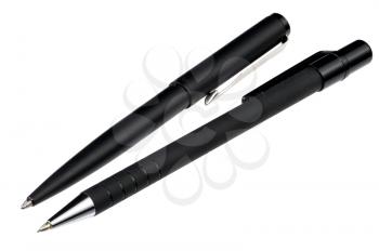 Black ball pen and the black mechanical pencil, isolated, hyper DoF