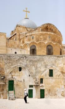 Royalty Free Photo of the Roof, Domes and Cells of the Church of the Holy Sepulchre in Jerusalem