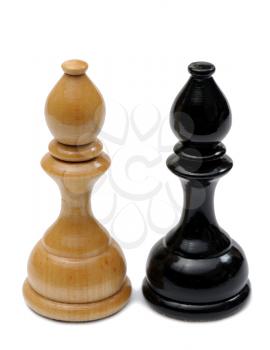 Wooden chess pieces light and dark colors