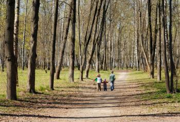 Royalty Free Photo of Children Walking in a Park