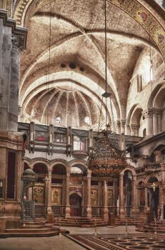 Interior of the Church of the Holy Sepulchre in Jerusalem